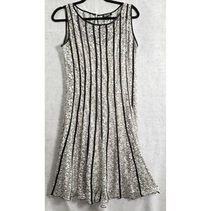 Vtg SLNY Women Lace Overlay Sleveless Dress Sz 8 Black White Elegant 80s 29-1